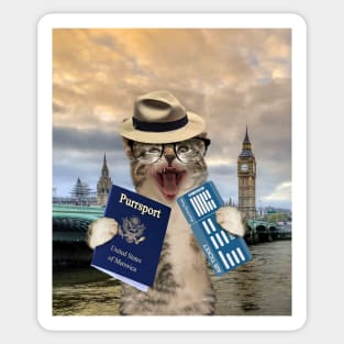 Cat Kitty Kitten Tourist In London Britain UK Funny Sticker